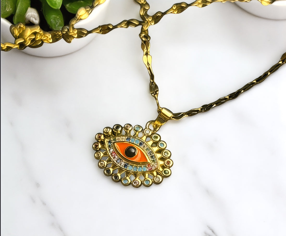Radiant Devil Eye Charm Necklace – A Timeless Guardian of Style