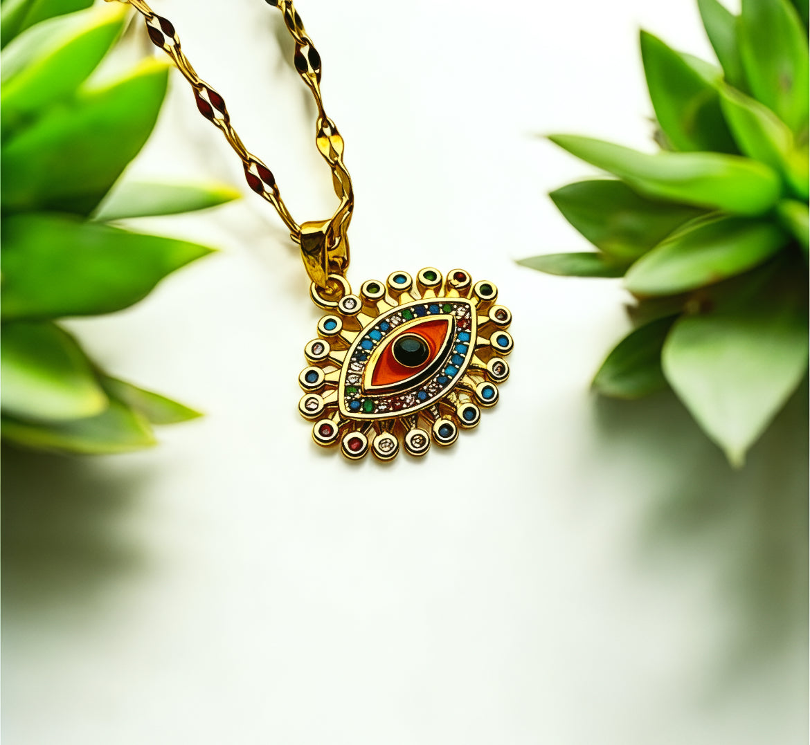Radiant Devil Eye Charm Necklace – A Timeless Guardian of Style