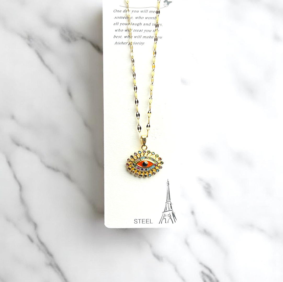 Radiant Devil Eye Charm Necklace – A Timeless Guardian of Style