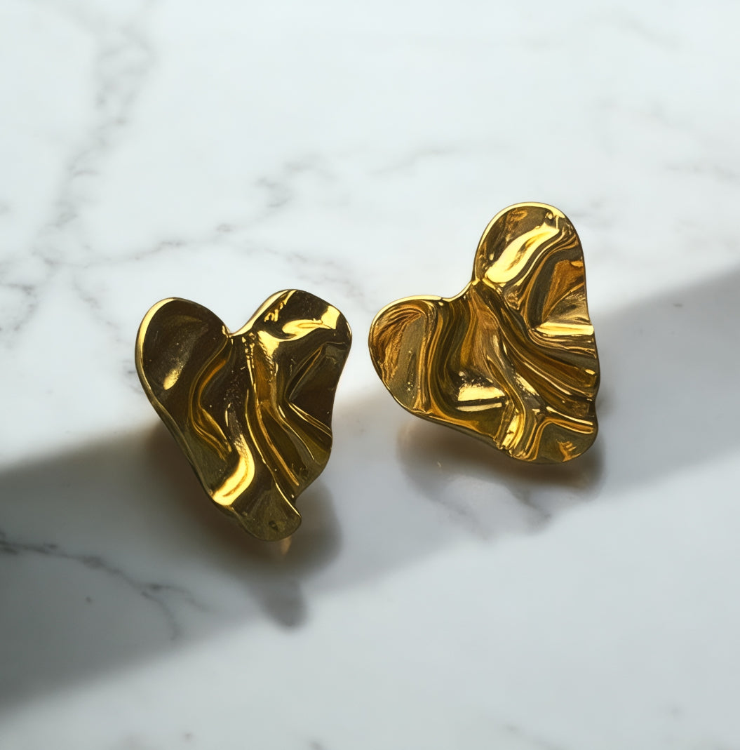 Zenvy Radiant Ripple Heart Shaped Earrings