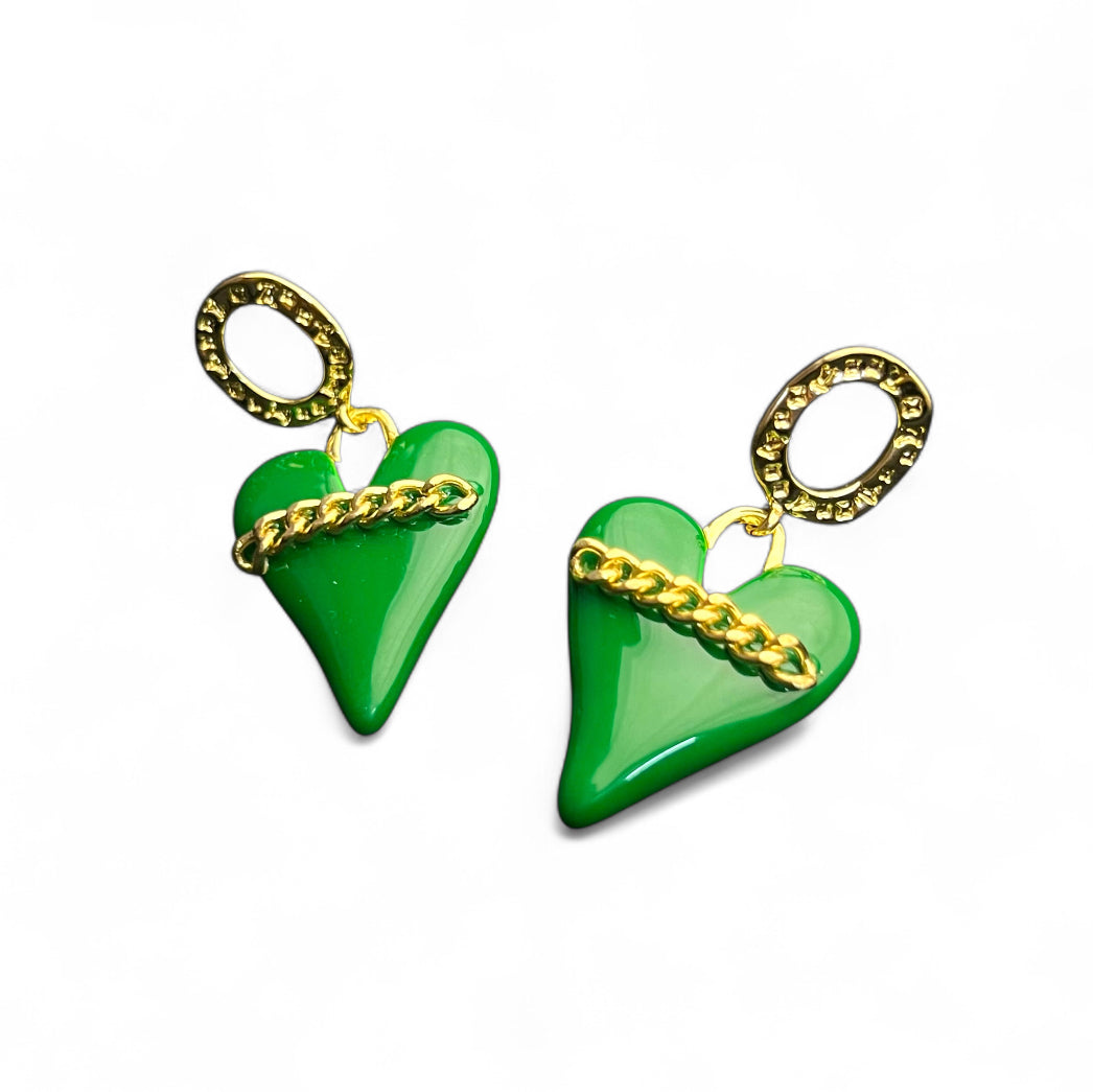 Emerald Enchantment Heart Earrings by Zenvy