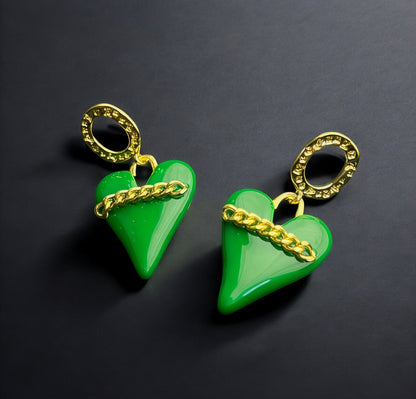 Emerald Enchantment Heart Earrings by Zenvy