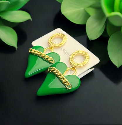 Emerald Enchantment Heart Earrings by Zenvy