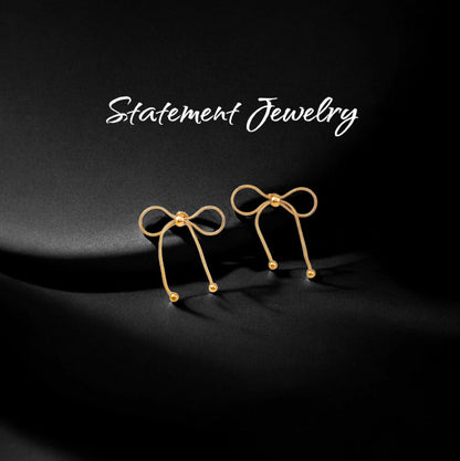 Golden Bow Elegance Earrings – A Timeless Treasure by Zenvy